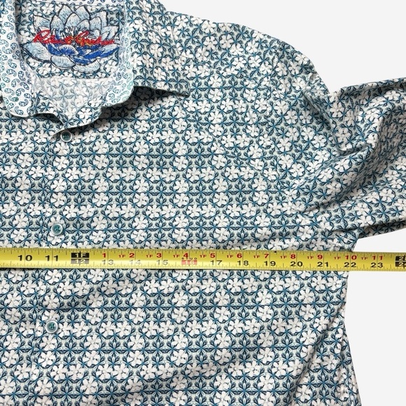 Robert Graham Shirt Mens Size M Hanover Floral Geo Flip Cuff Button Up Classic - Picture 6 of 11